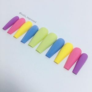 Press on nails pastel colors colorful nails